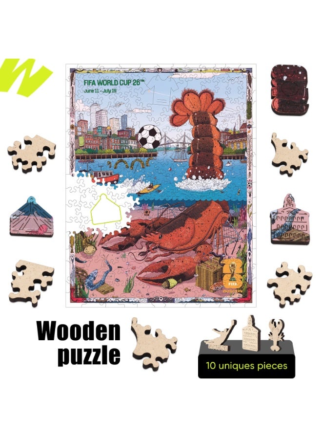 FIFA World Cup FIFA Official Licensed World Cup 2026 Host City Boston Illustration Wooden Jigsaw Puzzle 200 Pieces - Image 2